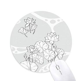 Dıythinker Lotus Yaprağı Lotus Çiçek Nehir Çiçek Bitki Baskılı Yuvarlak Kaymaz Kauçuk Mouse Pad