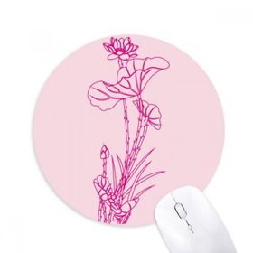 Dıythinker Lotus Yaprağı Lotus Çiçek Sazan Çiçek Bitki Baskılı Yuvarlak Kaymaz Kauçuk Mouse Pad