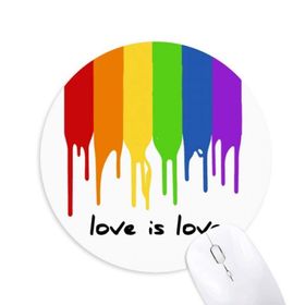 Dıythinker Love is Love LGBT Gökkuşağı Rengi Baskılı Yuvarlak Kaymaz Kauçuk Mouse Pad
