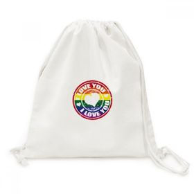 DIYThinker Love Lgbt Gökkuşağı Postmark Tuval İpli Sırt Çantası