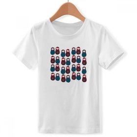 DIYthinker M Beyaz Erkek Çocuk Rusya Oyuncak Matryoshka Bisiklet Yaka Tişört