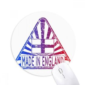Dıythinker Made in England Üçgen Kent Simgesi Bayrak Baskılı Yuvarlak Kaymaz Kauçuk Mouse Pad