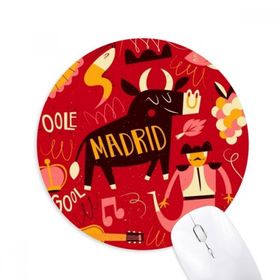 Dıythinker Madrid İspanyol Bullfight Müzik Fiesta Baskılı Yuvarlak Kaymaz Kauçuk Mouse Pad