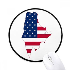 Dıythinker Maine ABD Haritası Yıldız Çizgili Bayrak Şekli Yuvarlak Kaymaz Mouse Pad