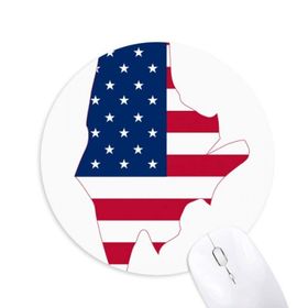 Dıythinker Maine ABD Haritası Yıldızlar Çizgili Bayrak Şekilli Baskılı Yuvarlak Kaymaz Kauçuk Mouse Pad