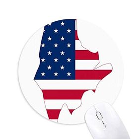 Dıythinker Maine ABD Haritası Yıldızlar Çizgili Bayrak Şekilli Baskılı Yuvarlak Kaymaz Kauçuk Mouse Pad