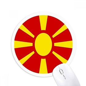 Dıythinker Makedonya Avrupa Ulusal Amblem Baskılı Yuvarlak Kaymaz Kauçuk Mouse Pad