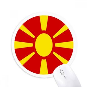 Dıythinker Makedonya Avrupa Ulusal Amblem Baskılı Yuvarlak Kaymaz Kauçuk Mouse Pad