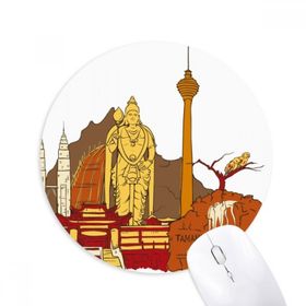 Dıythinker Malezya Kuala Lumpur Suluboya Baskılı Yuvarlak Kaymaz Kauçuk Mouse Pad