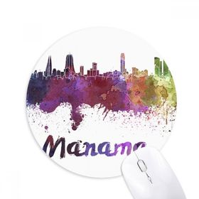 Dıythinker Manama Bahreyn Şehri Suluboya Baskılı Yuvarlak Kaymaz Kauçuk Mouse Pad