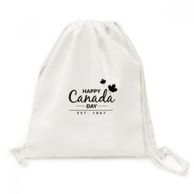 DIYThinker Maple Leaf Mutlu Kanada Günü 4 Temmuz Sloganı Tuval İpli Sırt Çantası