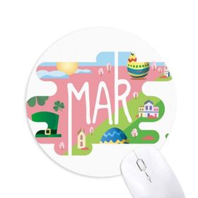 Dıythinker Mart Aylık Sezon İllüstrasyon Baskılı Yuvarlak Kaymaz Kauçuk Mouse Pad