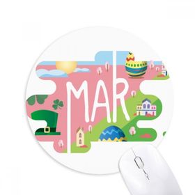 Dıythinker Mart Aylık Sezon İllüstrasyon Baskılı Yuvarlak Kaymaz Kauçuk Mouse Pad