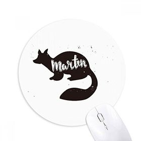 Dıythinker Marten Siyah ve Beyaz Hayvan Baskılı Yuvarlak Kaymaz Kauçuk Mouse Pad
