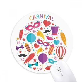 Dıythinker Maske Fiyonk Balon Brezilya Karnaval Baskılı Yuvarlak Kaymaz Kauçuk Mouse Pad