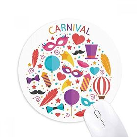 Dıythinker Maske Fiyonk Balon Brezilya Karnaval Baskılı Yuvarlak Kaymaz Kauçuk Mouse Pad