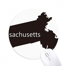 Dıythinker Massachusetts ABD Haritası Silüeti Baskılı Yuvarlak Kaymaz Kauçuk Mouse Pad