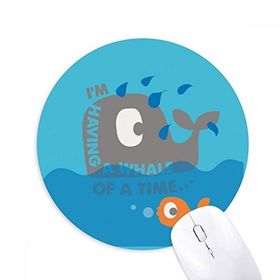 Dıythinker Mavi Balina Büyük Çizgi Film Resimli Baskılı Yuvarlak Kaymaz Kauçuk Mouse Pad