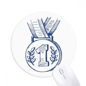 Dıythinker Mavi Futbol Şampiyonası Madalyonu Baskılı Yuvarlak Kaymaz Kauçuk Mouse Pad