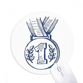Dıythinker Mavi Futbol Şampiyonası Madalyonu Baskılı Yuvarlak Kaymaz Kauçuk Mouse Pad