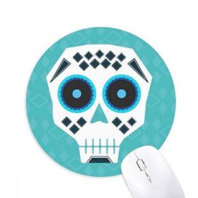 Dıythinker Mavi Gözlü Kafatası Meksika Ulusal Kültür İllüstrasyonu Baskılı Yuvarlak Kaymaz Kauçuk Mouse Pad