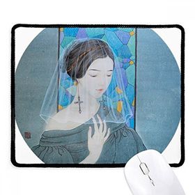 Dıythinker Mavi Güzel Beyaz İplik Çin Boyama Kaymaz Siyah Başlıklı Kenarlar Mouse Pad