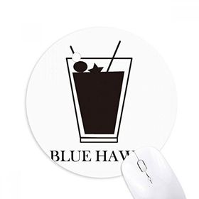 Dıythinker Mavi Hawaii Silüeti Kokteyl Baskılı Yuvarlak Kaymaz Kauçuk Mouse Pad