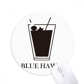 Dıythinker Mavi Hawaii Silüeti Kokteyl Baskılı Yuvarlak Kaymaz Kauçuk Mouse Pad