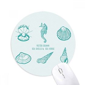 Dıythinker Mavi Hippocampus Deniz Yaşamı Desenli Baskılı Yuvarlak Kaymaz Kauçuk Mouse Pad