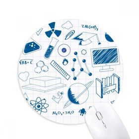 Dıythinker Mavi Izgara Vuruşları Kimya Sembolü Baskılı Yuvarlak Kaymaz Kauçuk Mouse Pad