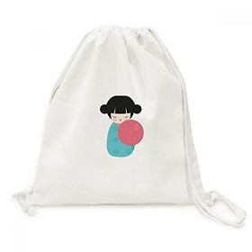 Dıythinker Mavi Kimono Sakura Japonya Bebek Tuval İpli Sırt Çantası
