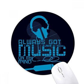Dıythinker Mavi Kulaklık Müzik Çılgın Desen Baskılı Yuvarlak Kaymaz Kauçuk Mouse Pad