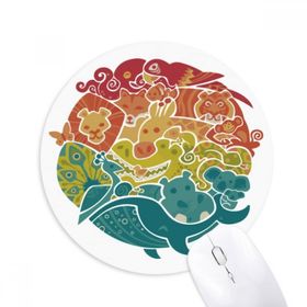 Dıythinker Mavi Okyanus Balık Soyut İllüstrasyon Baskılı Yuvarlak Kaymaz Kauçuk Mouse Pad