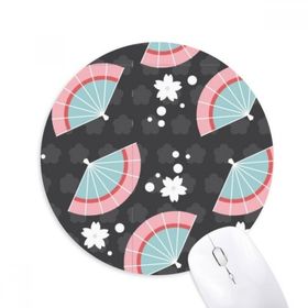 Dıythinker Mavi Pembe Fanlar Japon Noktaları Baskılı Yuvarlak Kaymaz Kauçuk Mouse Pad
