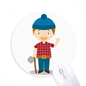 Dıythinker Mavi Şapka Gömlek Kanada Çizgi Film Baskılı Yuvarlak Kaymaz Kauçuk Mouse Pad