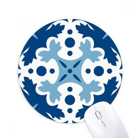 Dıythinker Mavi Talavera Dekoratif Çiçek Ilustration Baskılı Yuvarlak Kaymaz Kauçuk Mouse Pad
