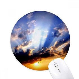 Dıythinker Mavi Turuncu Gökyüzü Bulutları Baskılı Yuvarlak Kaymaz Kauçuk Mouse Pad