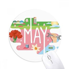 Dıythinker Mayıs Aylık Sezonu İllüstrasyon Baskılı Yuvarlak Kaymaz Kauçuk Mouse Pad