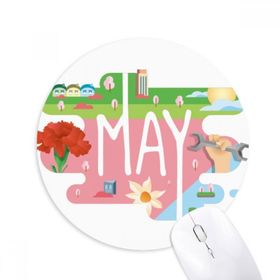 Dıythinker Mayıs Aylık Sezonu İllüstrasyon Baskılı Yuvarlak Kaymaz Kauçuk Mouse Pad