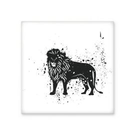 Dıythinker Meksika Aslanı Basit Siyah ve Beyaz 10x10 cm Seramik Karo