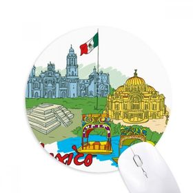 Dıythinker Meksika Kültür Bayrağı Ünlü Turist Noktaları Grafiti Baskılı Yuvarlak Kaymaz Kauçuk Mouse Pad