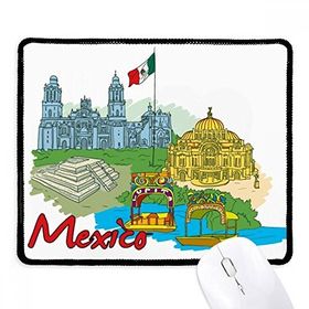 Dıythinker Meksika Kültür Bayrağı Ünlü Turist Noktaları Grafiti Kaymaz Siyah Başlıklı Kenarlar Mouse Pad