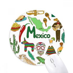 Dıythinker Meksika Manzara Hayvanları Ulusal Bayrak Baskılı Yuvarlak Kaymaz Kauçuk Mouse Pad