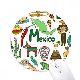 Dıythinker Meksika Manzara Hayvanları Ulusal Bayrak Baskılı Yuvarlak Kaymaz Kauçuk Mouse Pad