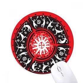 Dıythinker Meksika Silüeti Meksika Totemleri Kutlar Baskılı Yuvarlak Kaymaz Kauçuk Mouse Pad