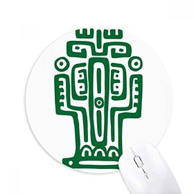 Dıythinker Meksika Totems Antik Uygarlık Kaktüs Baskılı Yuvarlak Kaymaz Kauçuk Mouse Pad