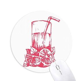 Dıythinker Meyve Suyu Limon Sulu Boya İllüstrasyon Desen Baskılı Yuvarlak Kaymaz Kauçuk Mouse Pad