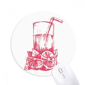 Dıythinker Meyve Suyu Limon Sulu Boya İllüstrasyon Desen Baskılı Yuvarlak Kaymaz Kauçuk Mouse Pad