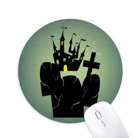 Dıythinker Mezarlığı Dış Kale Cadılar Bayramı Baskılı Yuvarlak Kaymaz Kauçuk Mouse Pad
