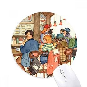 Dıythinker Miaoji Boyama Kedi Restoran Yakalama Sıçan Baskılı Yuvarlak Kaymaz Kauçuk Mouse Pad